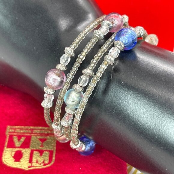Vecchia Murano Venice Italy Glass Bead Memory Coil Bracelet Gift Bag Certificate - Picture 13 of 14